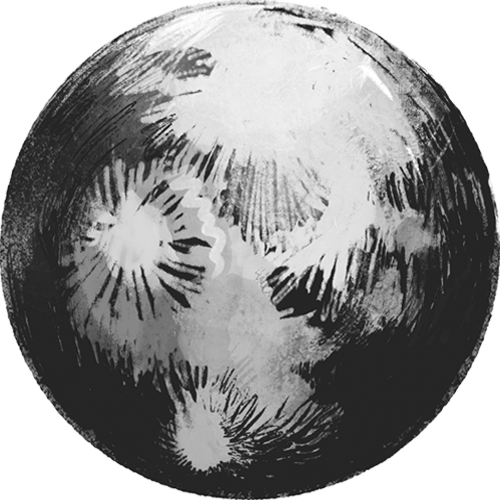 Black and white illustration of a moon